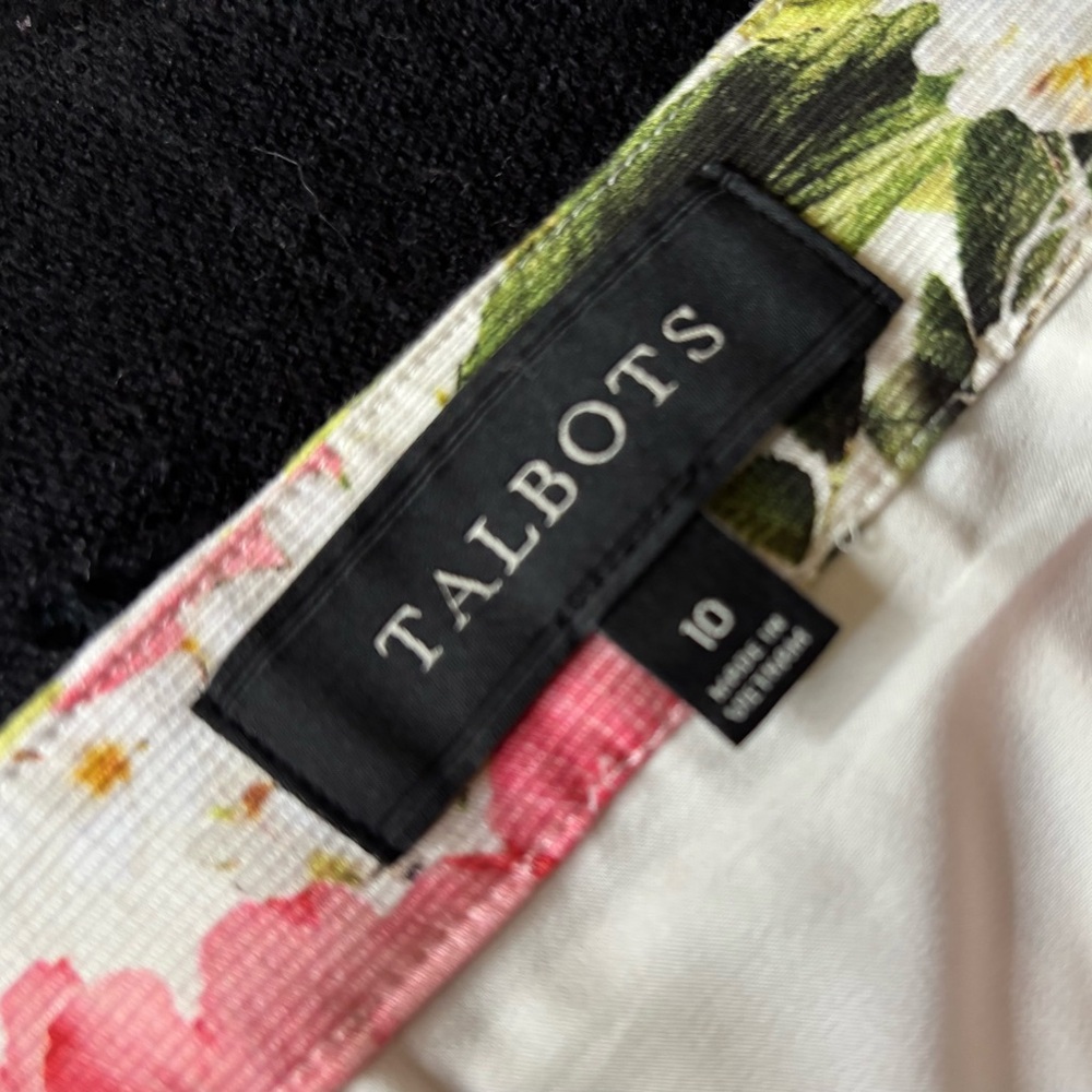 TALBOTS box pleated FLORAL skirt PINK size 10 machine washable GREEN - Picture 5 of 5